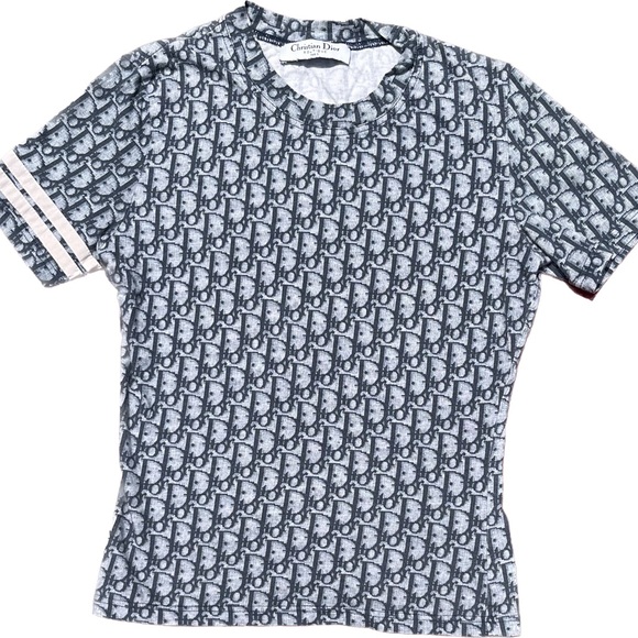 DIOR β’ AUTHENTIC Y2K VINTAGE MONOGRAM BABY TEE - Picture 1 of 9